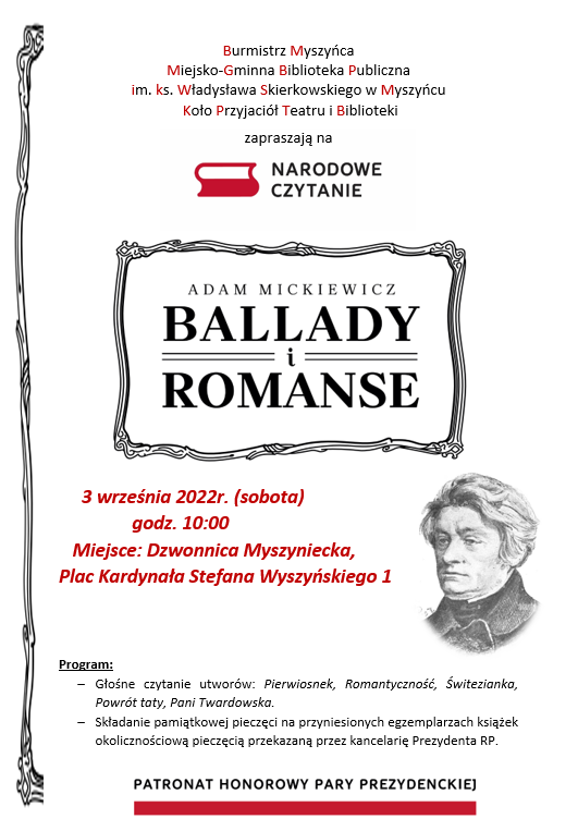Narodowe Czytanie Adam Mickiewicz Ballady i Romanse